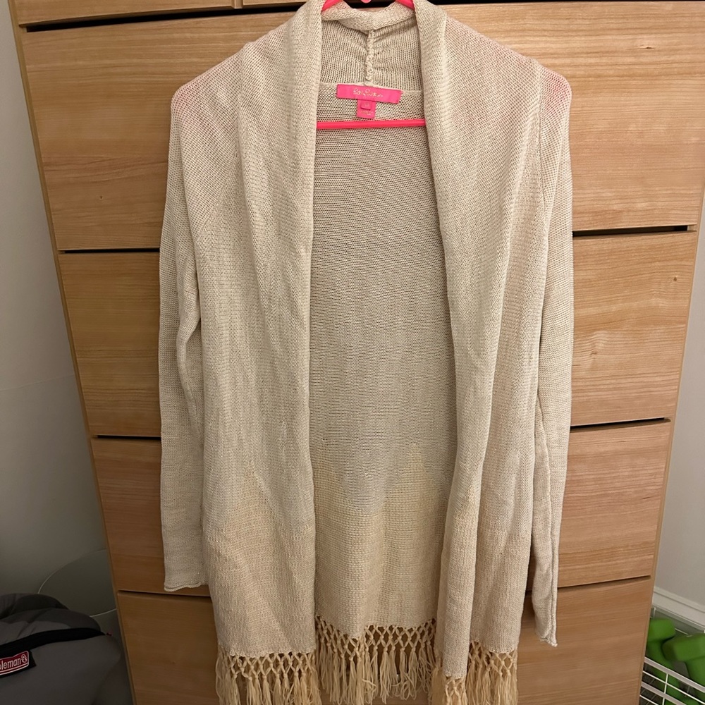 Women’s Lilly Pulitzer fringe shimmer cardigan